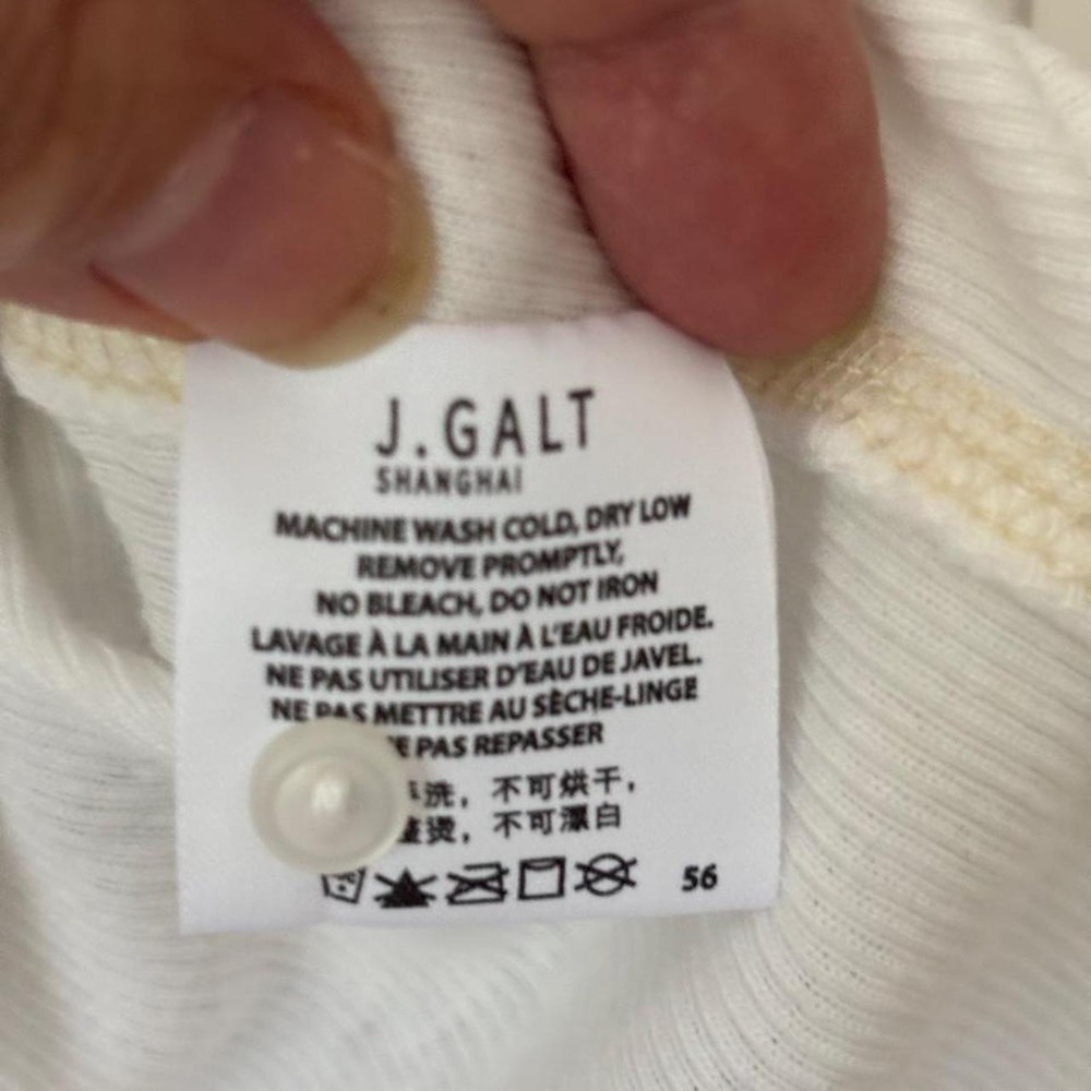 J. Galt/Brandy Melville Women's Cream Ribbed Cotton Button Top T Shirt S/M - Picture 6 of 7